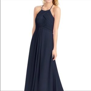 COPY - Azazie Navy Dress - high neckline long. Si…